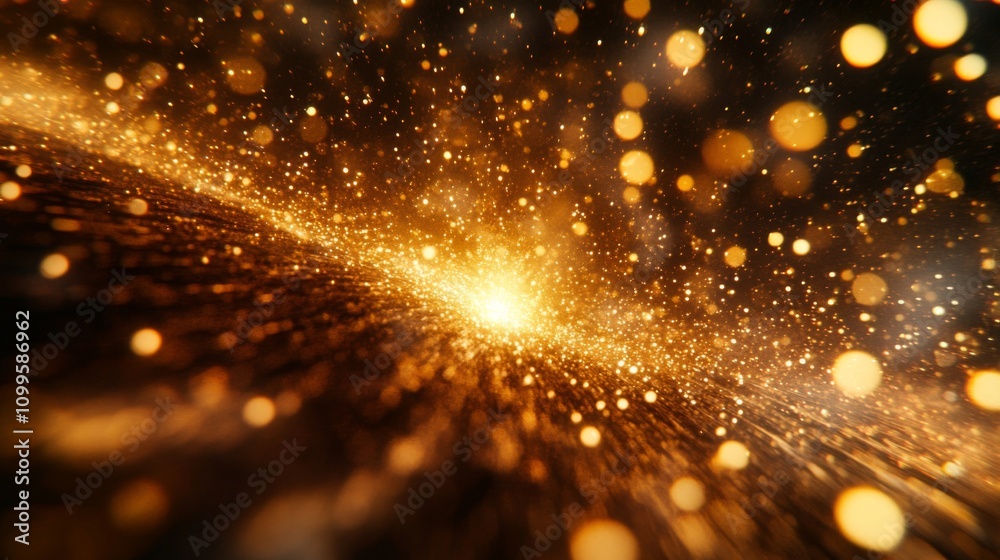 Fototapeta premium Golden Glitter Burst Abstract Background Image