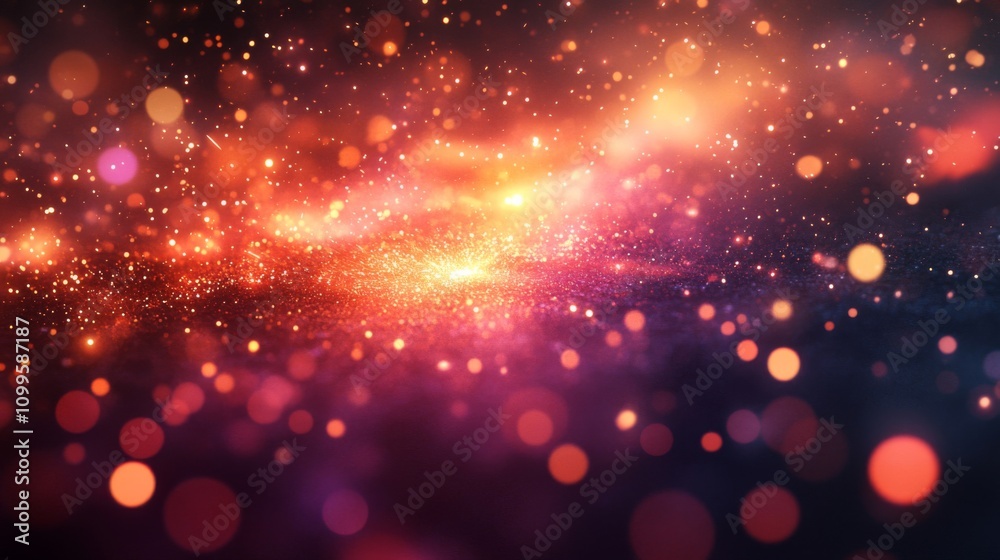 Fototapeta premium Sparkling Galaxy Abstract Red Orange Glitter Background