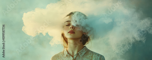 Woman in a Dreamy Cloudscape