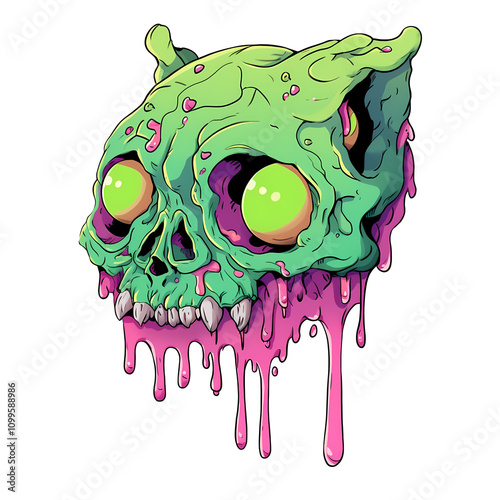 monster zombie head illustration isolated on white background