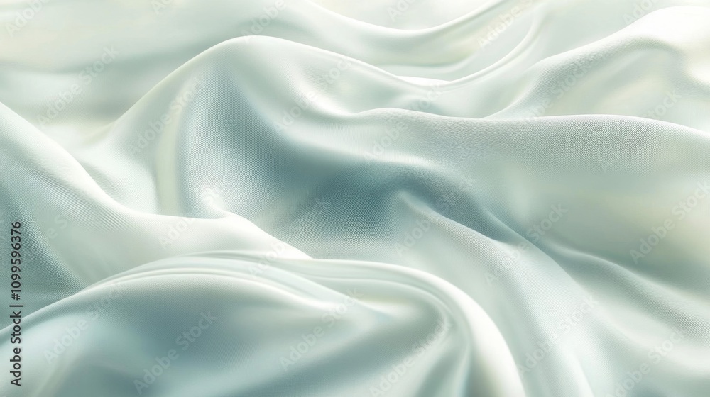 Fototapeta premium Soft Draped Light Green Silk Fabric Texture