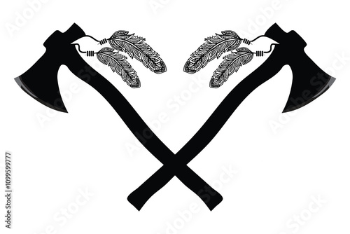 Black and white native American tomahawk vector