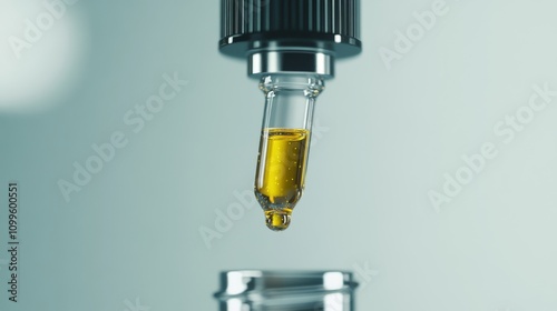 Dropper Bottle with Marijuana Oil on White Background
