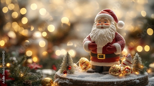Festive Santa Figurine Christmas Scene Lights