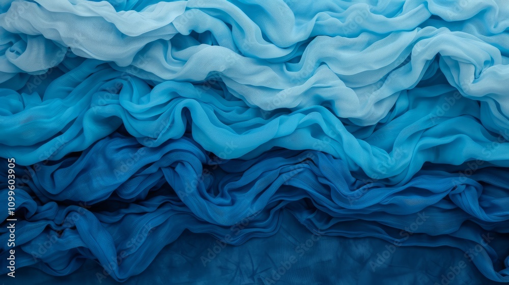 Obraz premium Flowing blue fabric layers