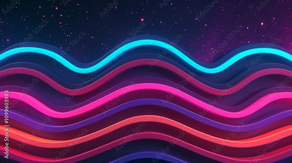 Fototapeta premium Colorful abstract waves in cosmic setting