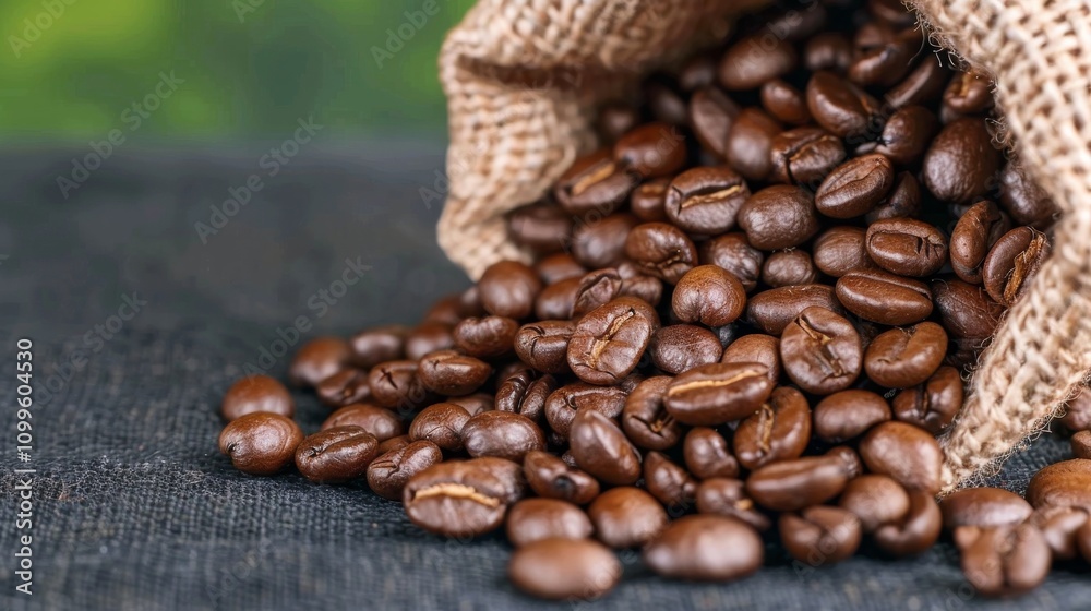 Fototapeta premium freshly roasted coffee beans in a bag