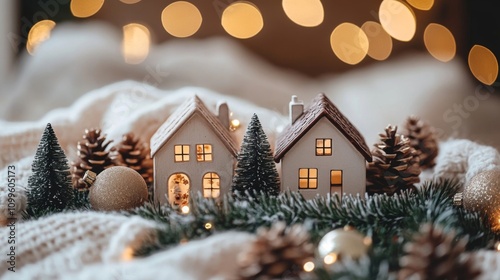 Cozy Christmas Village Scene With Miniature Houses