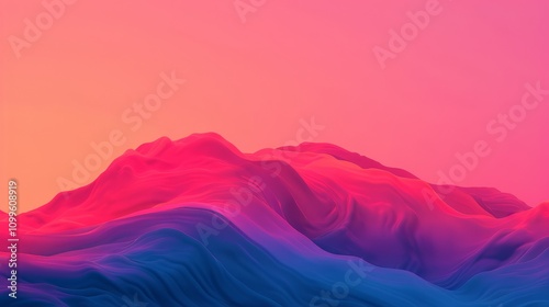 Colorful abstract landscape with flowy shapes