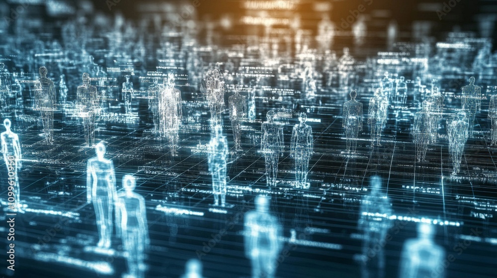 Obraz premium Digital human network connection using hologram 