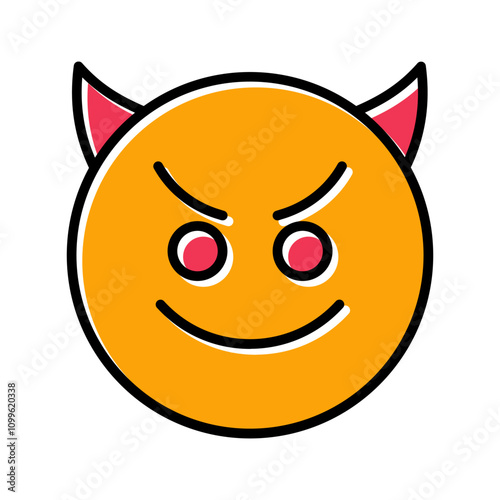 Smiling Face with Horns Vector Icon