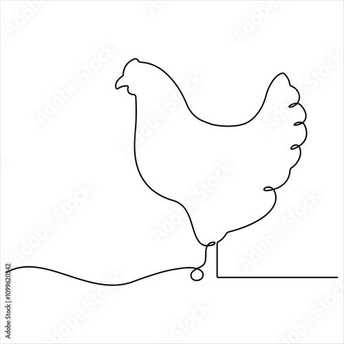 Continuous single line drawing of chicken chicken hen simple line art design vector illustration