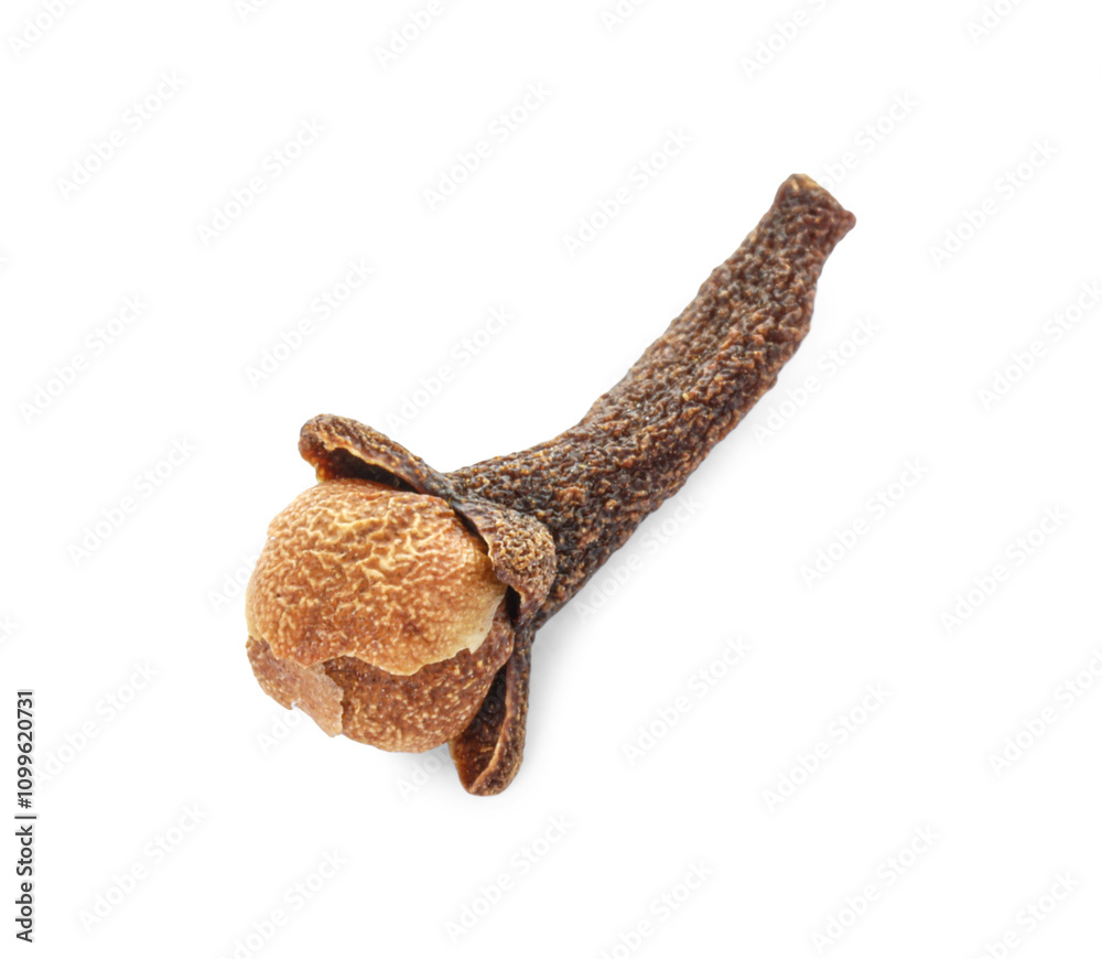 Obraz premium Aromatic spice. Dry clove bud isolated on white, top view