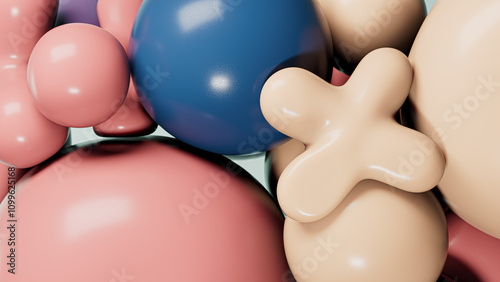 3D illustration of colorful soft balloons in a playful theme photo