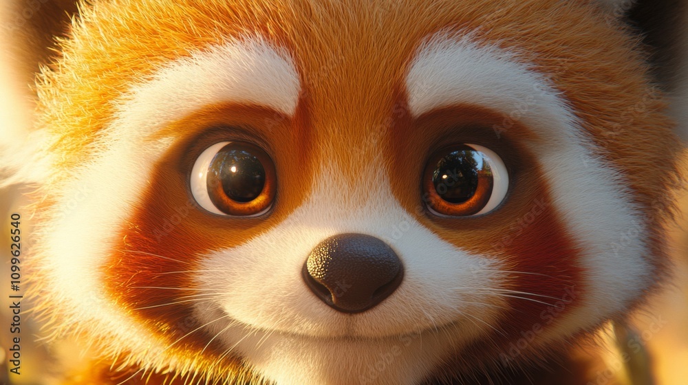 Fototapeta premium Adorable Red Panda Close Up Portrait Showing Sweet Expression
