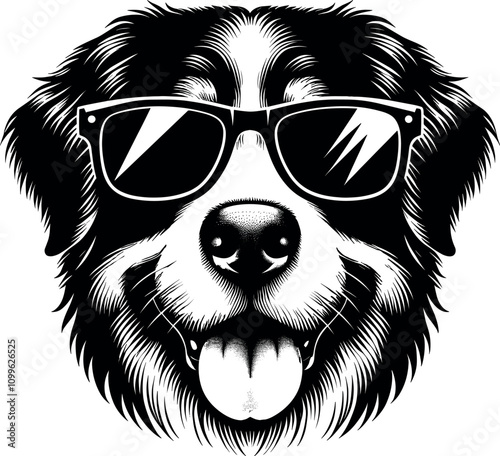 Bernese Mountain Dog Vector Black Silhouette Cricut Design for T-Shirt