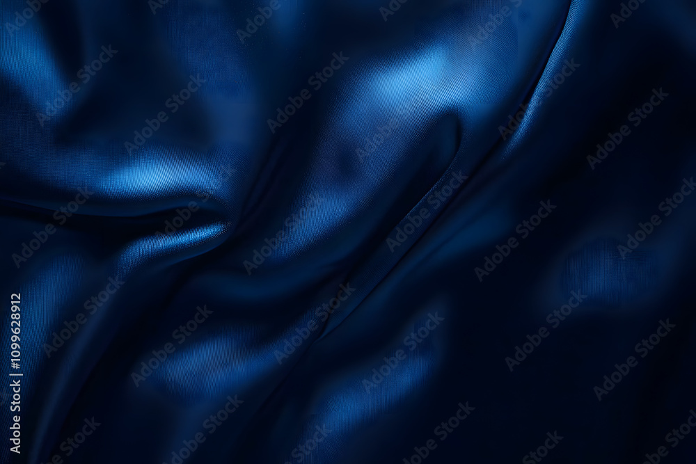 Fototapeta premium Abstract dark blue background. Silk satin. Navy blue color. Elegant background with space for design. Soft wavy folds.