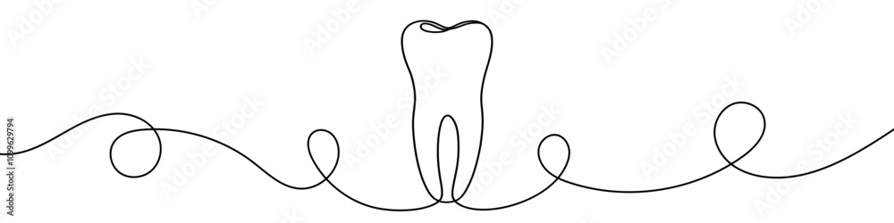 Obraz premium Continuous line drawing representing a tooth for dental care concept. Vector illustration.
