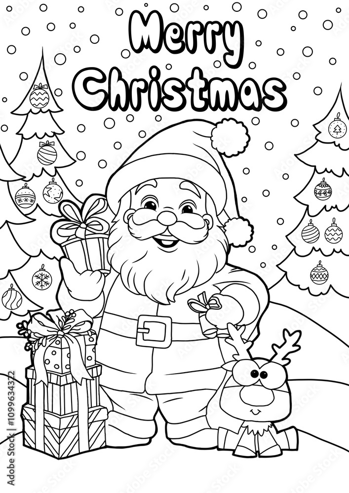 Fototapeta premium Christmas Coloring pages for Kids