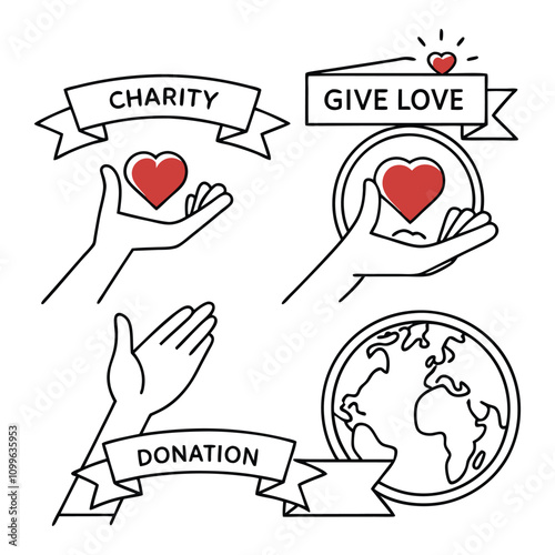 A series of charity themed Vector illustration Adobe Illustrator Artwork