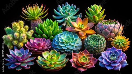 Colorful succulent vector set isolated on a white backdrop, ideal for enhancing creative designs and infusing natural beauty into various art projects.