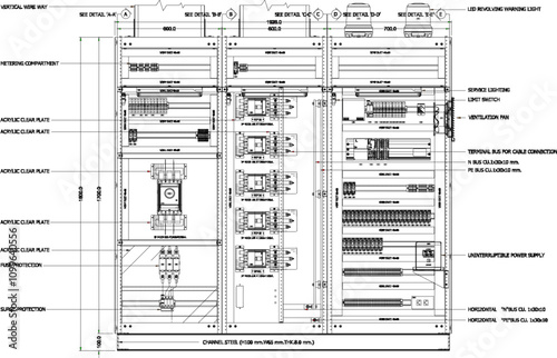 Vector sketch illustration silhouette design drawing structure construction detail control panel electrical center mall high rise building