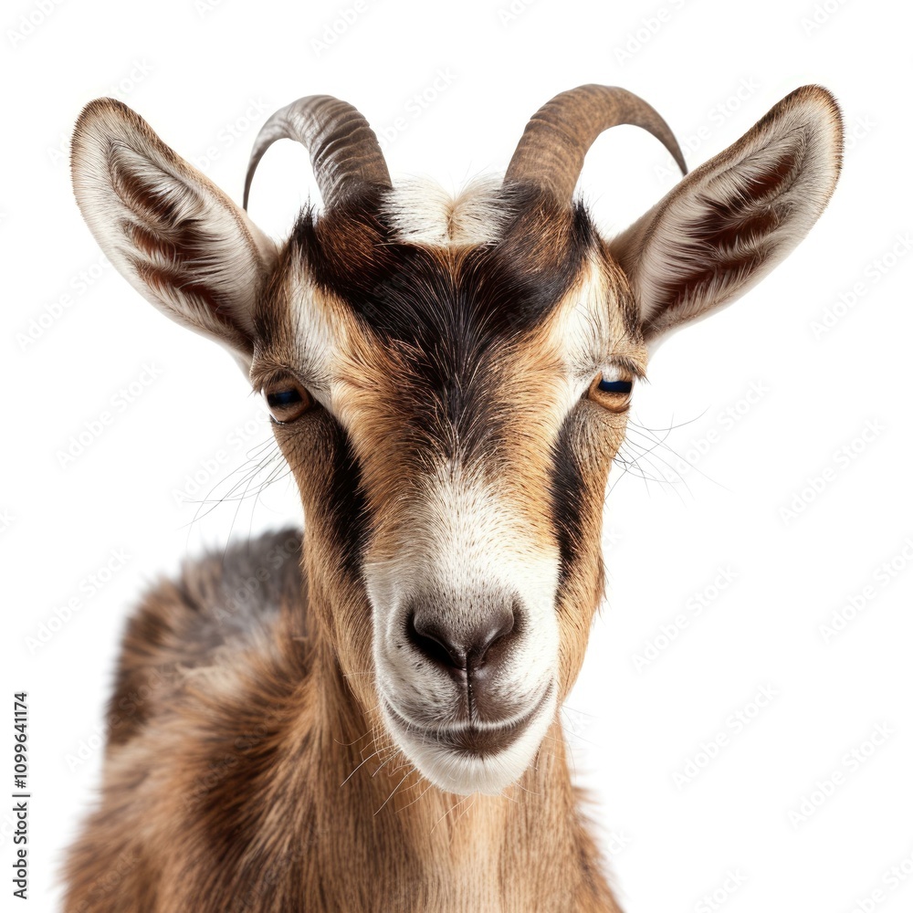 Obraz premium Close up isolated goat on white background.