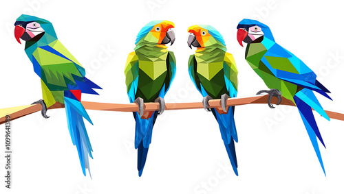 Minimalist Geometric Parrots Design Transparent PNG