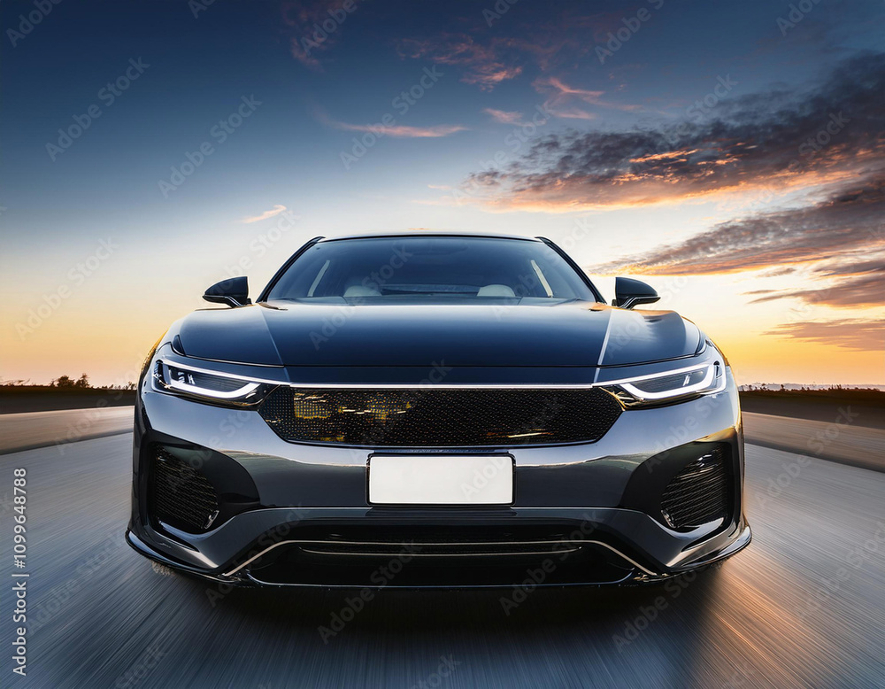 Naklejka premium Close-Up of a Sleek Modern Automobile's Front View