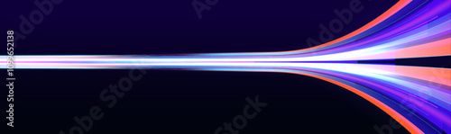Modern abstract high-speed light motion effect on black background, creatively illustrating a flying cosmic meteor, planetoid, comet, or fireball isolated on a transparent background.