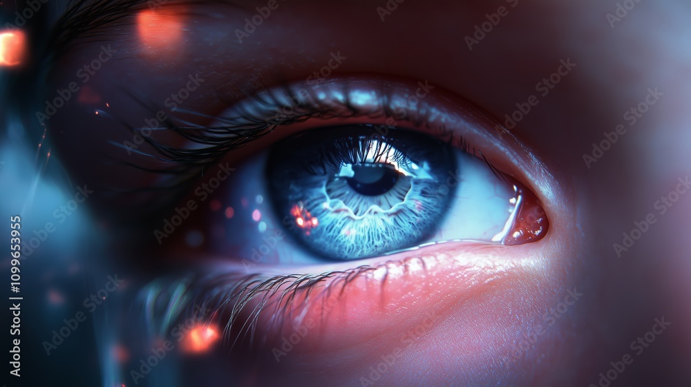 Fototapeta premium A persons eye is shown in extreme close-up