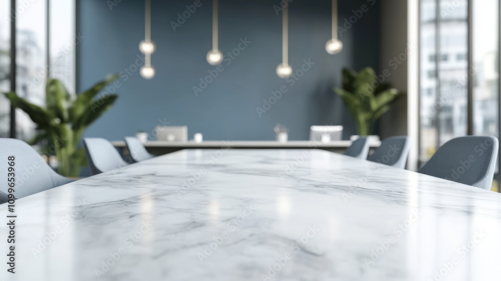 Fototapeta premium Modern Marble Table In A Stylish Office Setting