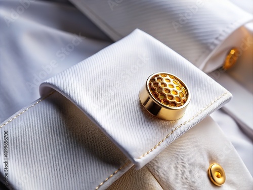 Explore cufflinks:  A panoramic view of men's shirt sleeves, radiating refined elegance. photo