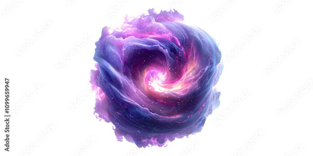 Obraz premium 3D Illustration Of A Purple Cosmic Swirl Isolated On Transparent Background