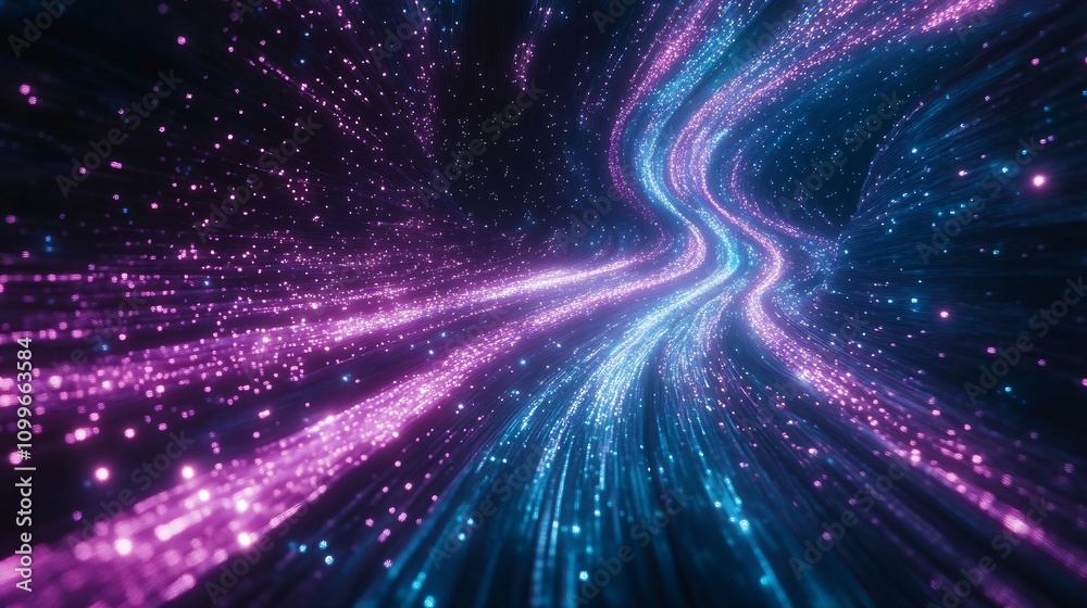 Fototapeta premium Abstract Purple and Blue Light Streaks on Black Background