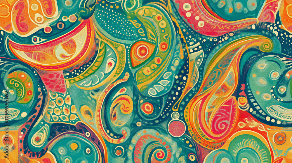 Fototapeta premium Playful Tropical Paisley