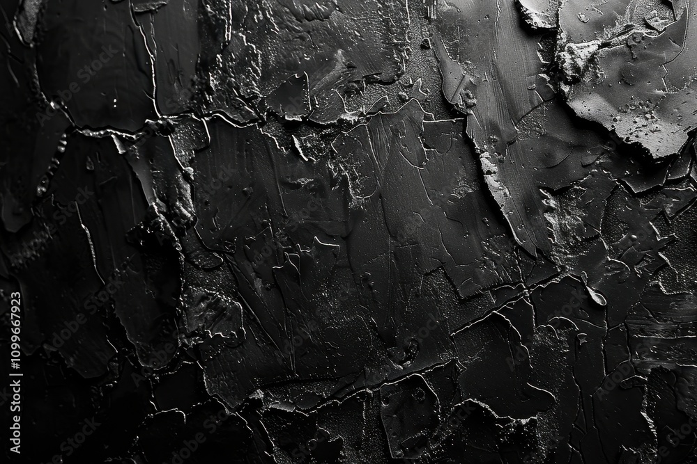 Fototapeta premium Abstract Black Texture Impasto Painting Surface