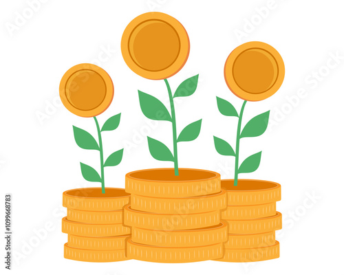 Small investment big returns money plant growth personal financial planning mutual fund vector illustration