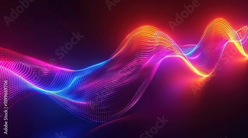 Abstract Colorful Wave of Glowing Light Particles