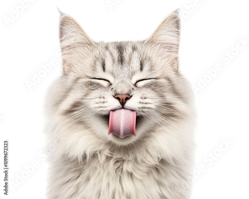 a cat with its tongue out photo