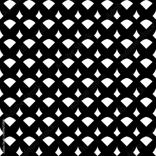 Seamless pattern with geometric motifs in black and white