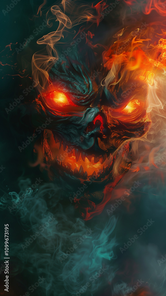 Fototapeta premium Fantasy Creature with Smoke and Flames