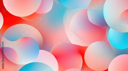Abstract Gradient Bubbles with Red and Blue Hues Creating a Calming and Dreamlike Atmosphere