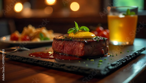 A Perfectly Seared Medium-Rare Steak.