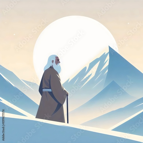 An old man in the mountains.