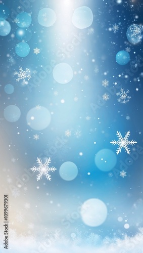 Whispers of Winter: Soft Blue Snowfall with Bokeh Magic
