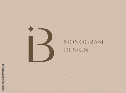 IB or BI letter logo icon design. Classic style luxury initials monogram.