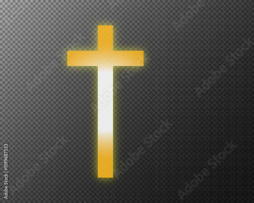 golden cross on dark background