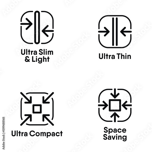 Ultra Slim, Ultra Thin, Ultra Compact, Space Saving vector information signs