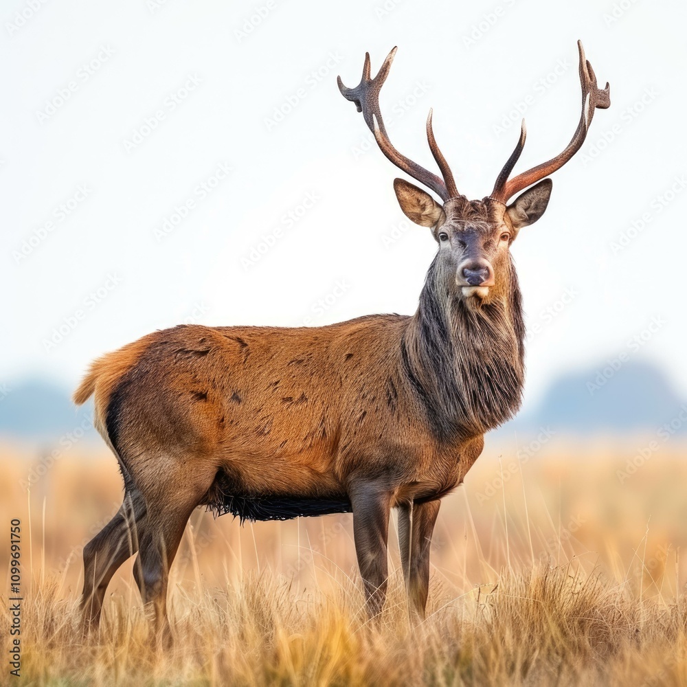 Fototapeta premium Male stag in meadow.